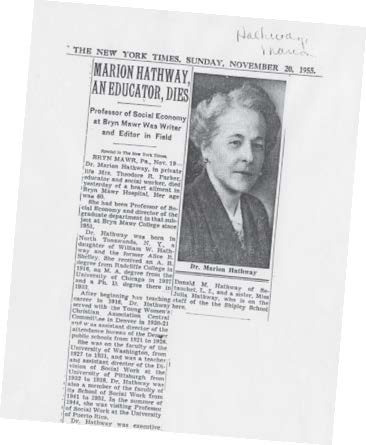 News article on Marion Hathoway